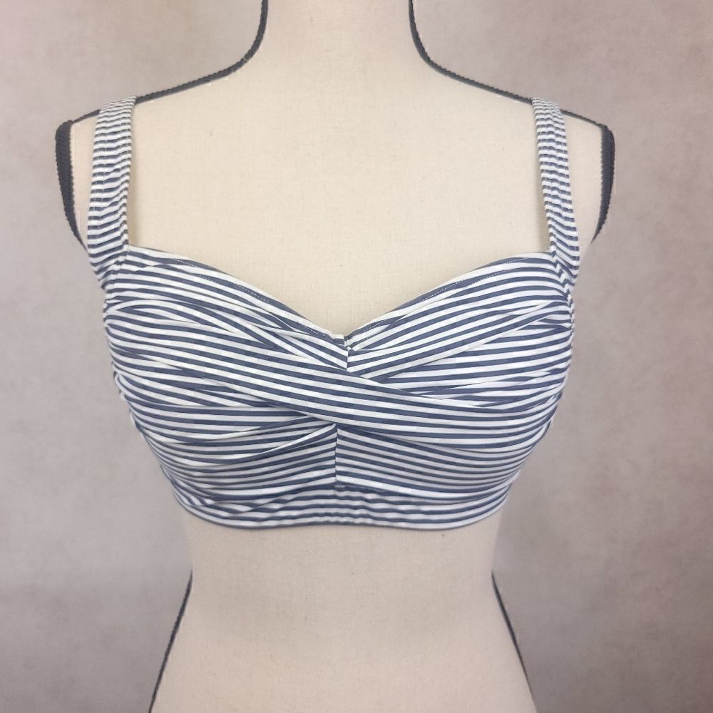 Bond-Eye Australia White Gray Striped Bikini Top Size US 8
